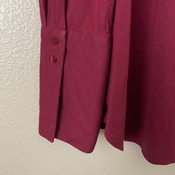 Cuyana Top Womens Medium Red Pima Cotton Modal Knit Pajama Shirt Loungewear - Picture 9 of 13